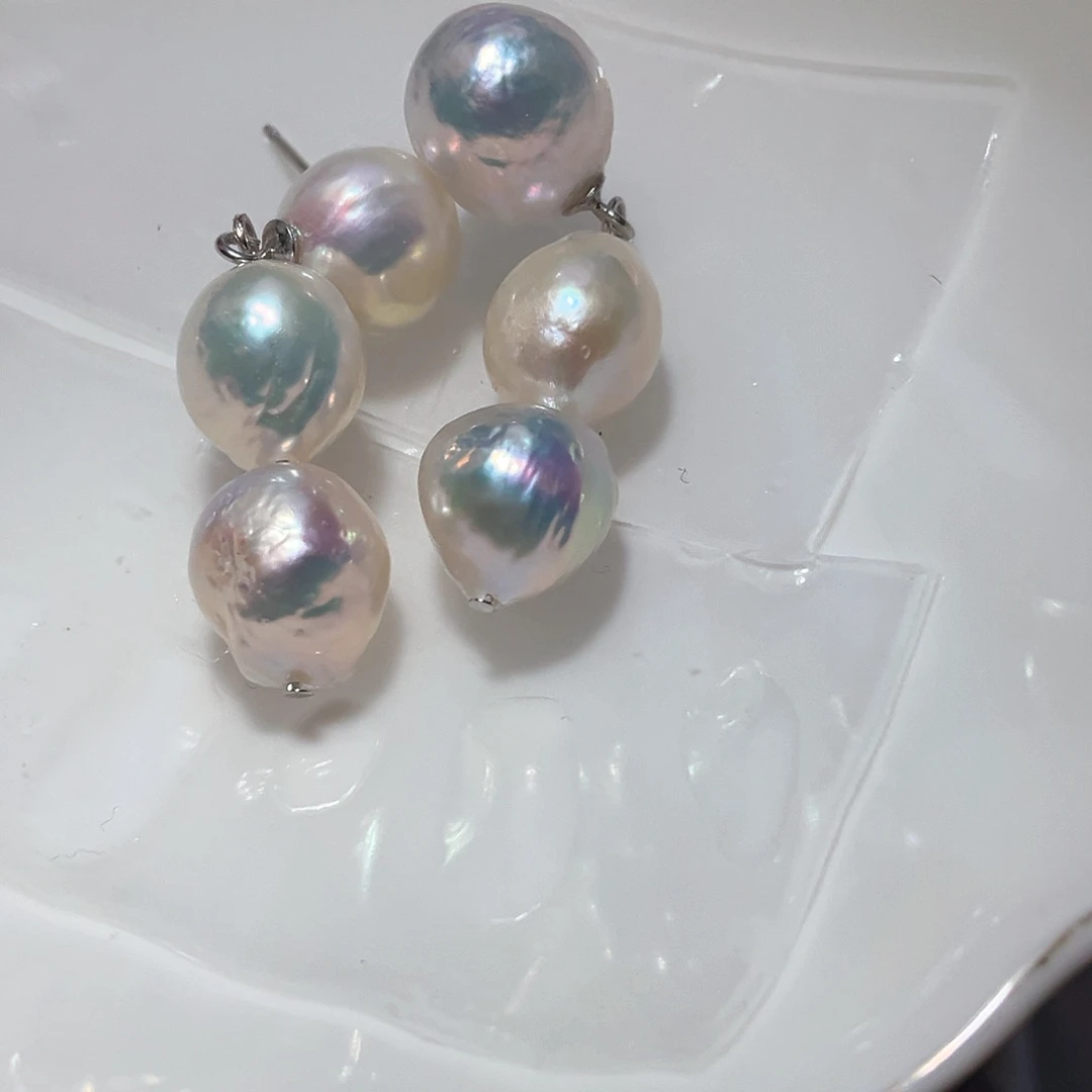 银S925镶嵌淡水珍珠耳饰