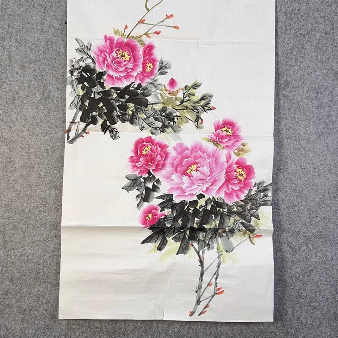 国画054 牡丹花鸟等画风与山水的