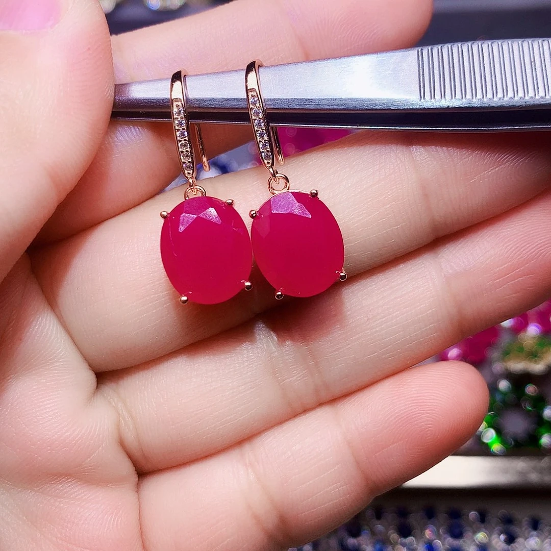 银S925镶嵌耳饰红宝石迷**幻