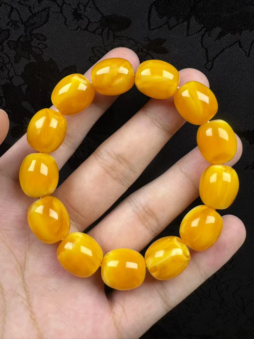 14mm鸡油黄枣珠一串A363
