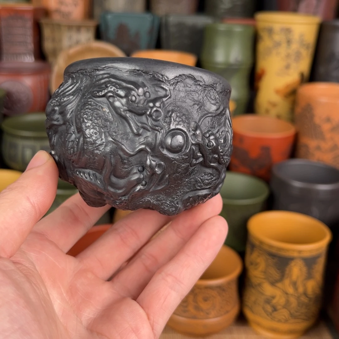 紫砂茶杯宜兴原矿紫砂杯