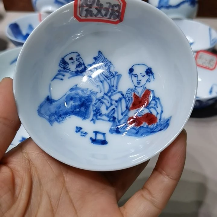 用***5杯张学鸿老师青花釉里红微瑕