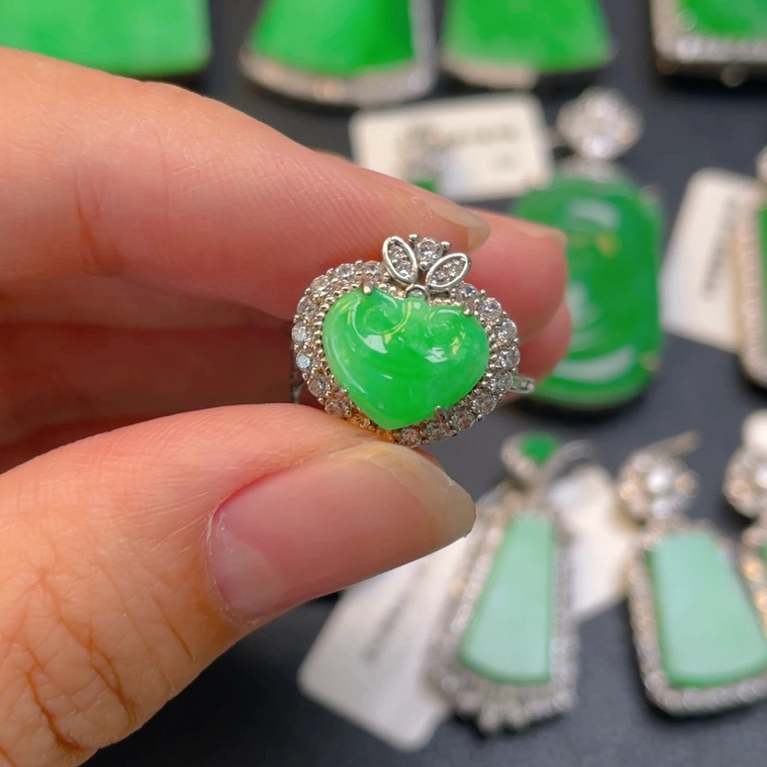 翡翠银S925镶嵌吊坠(不含链)戒指