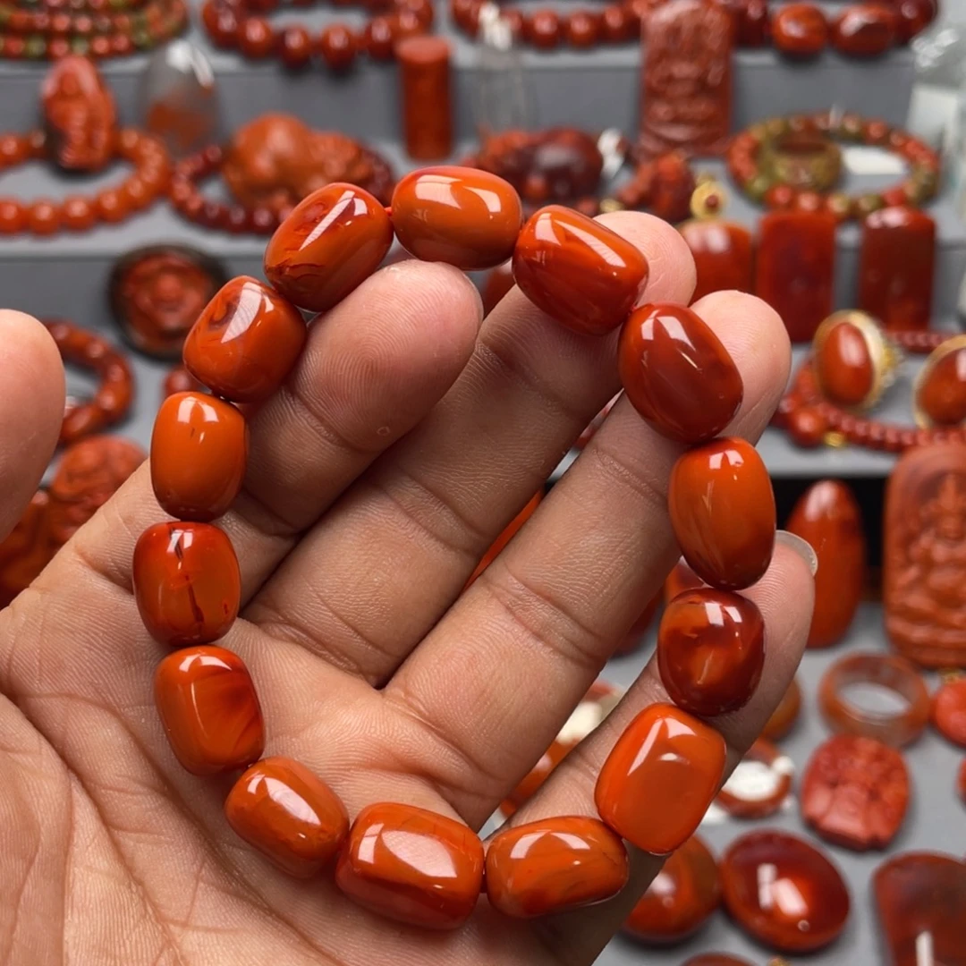 南红玛瑙未镶嵌珠宝奇石单圈