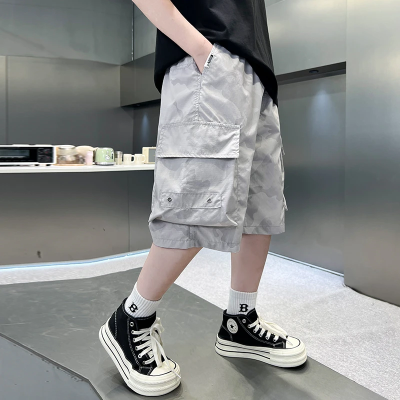 男童裤子夏装2025新款儿童工装裤中大童男孩夏款休闲五分裤潮5058