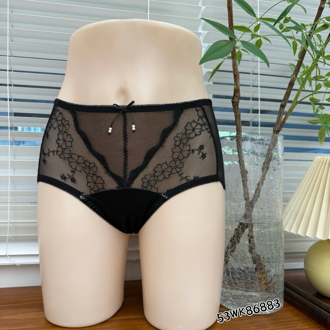 布芙蕾丝中腰女士蕾丝性感内裤亲肤透气棉裆三角款