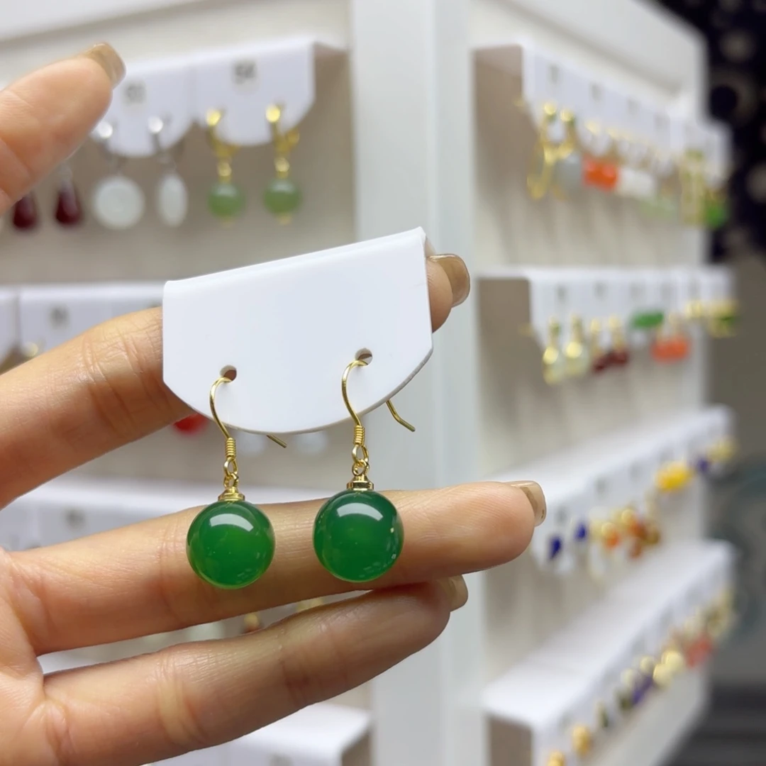 银S925镶嵌耳饰玛瑙/玉髓