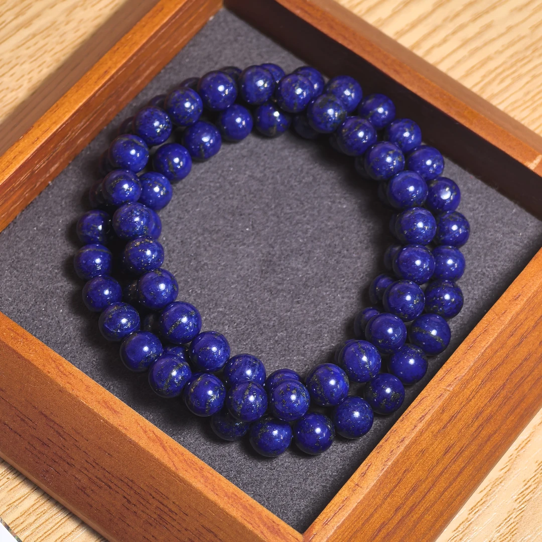 7mm+天然青金石手串三圈多样性发一