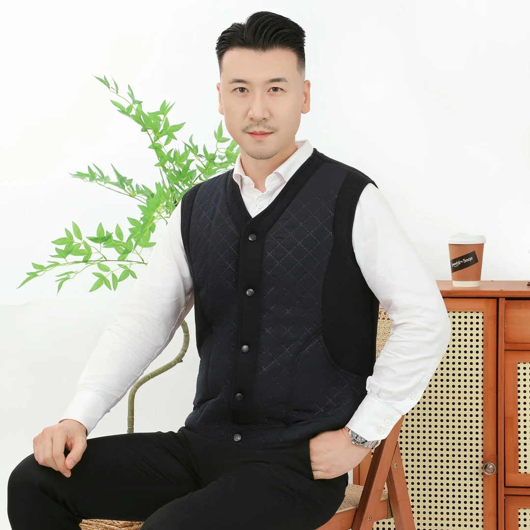 宽松背心保暖中老年男士老年人上装加绒马甲爸爸坎肩男款新款加厚