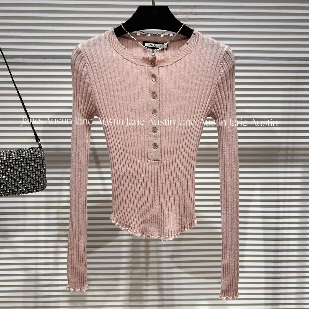 Jane Austin•(小仙女）2025年新款水晶纱线修身塑形时尚毛衣女