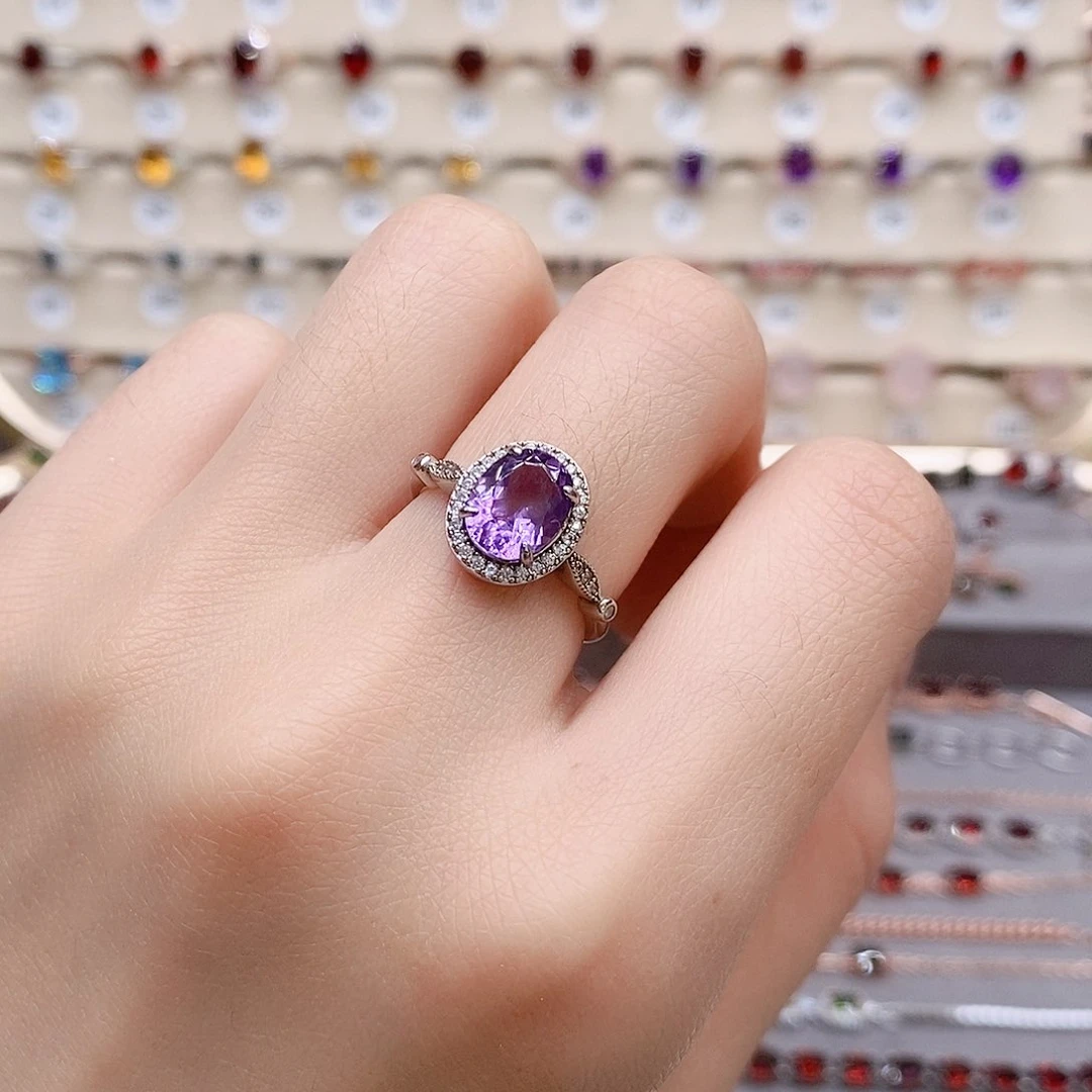 水晶戒指银S925镶嵌戒指