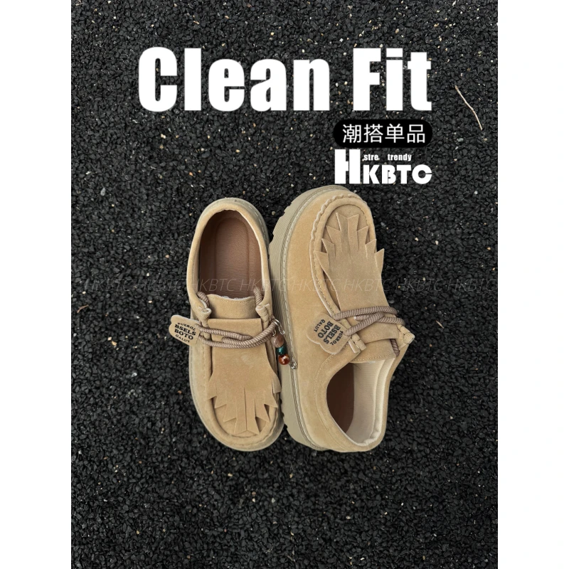 HKBTCstreet trendy 秋冬袋鼠鞋休闲通勤男士复古老钱风乐福鞋男