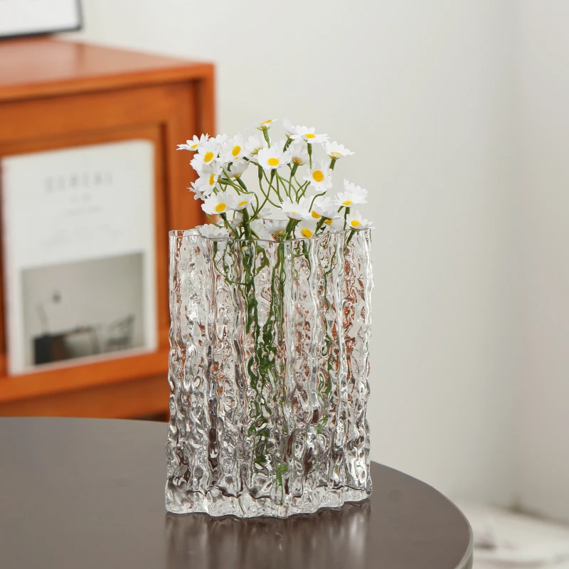 透明冰川简约轻奢餐厅摆件花瓶花瓶高档家用宝塔花瓶璀璨玻璃花瓶