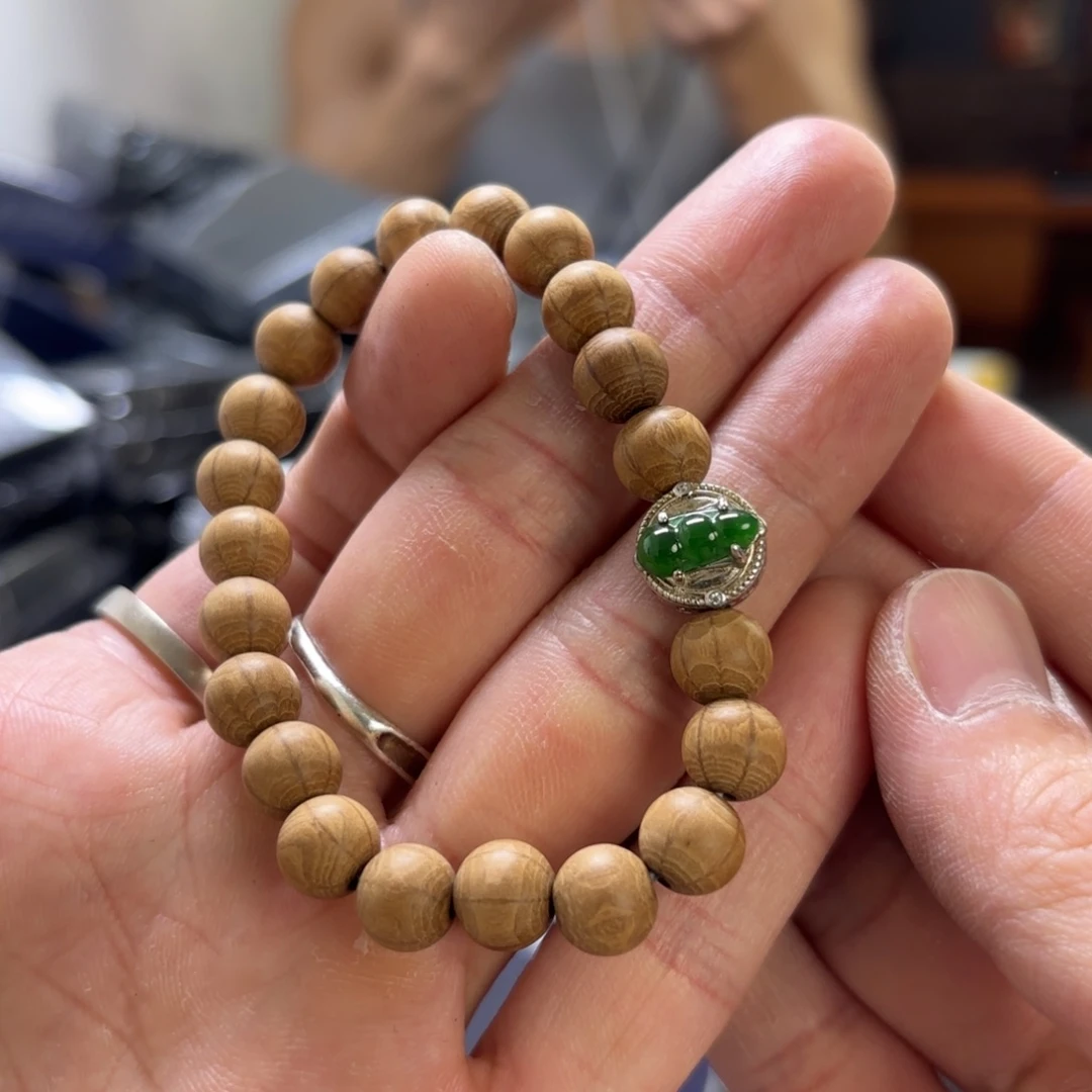 翡翠银S925镀金镶嵌颈饰