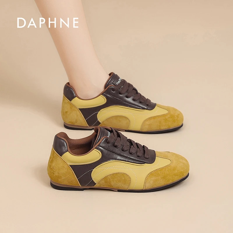达芙妮复古阿甘鞋女2025夏季新款低帮系带运动百搭时尚拼色德训鞋
