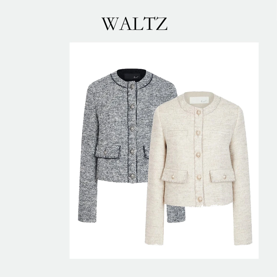 【日出维纳斯】G家25年新款春款韩国柜柜短款时尚女黑灰小香风衣服