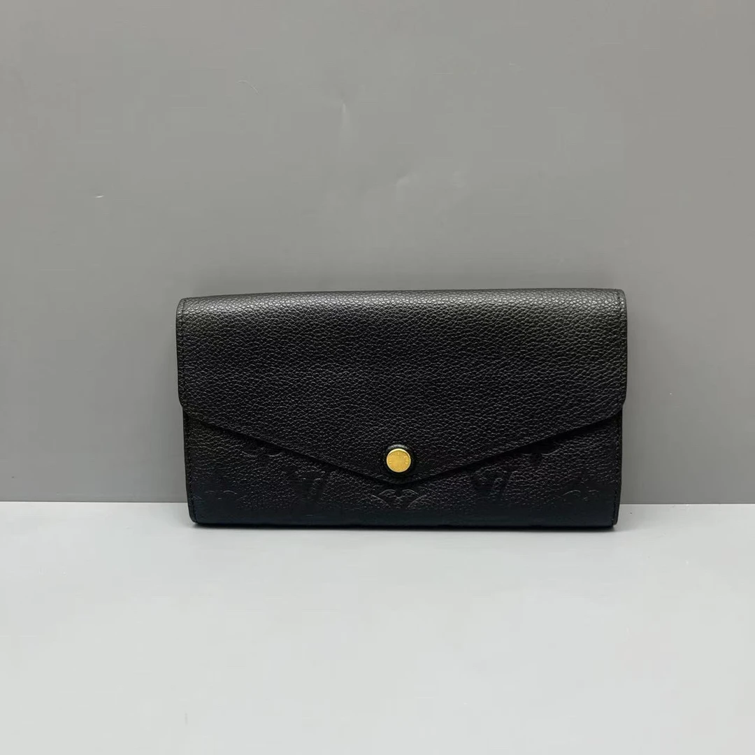 95新 LouisVuitton/路易威登 黑色翻盖长款钱包尺寸19*10 SV14286