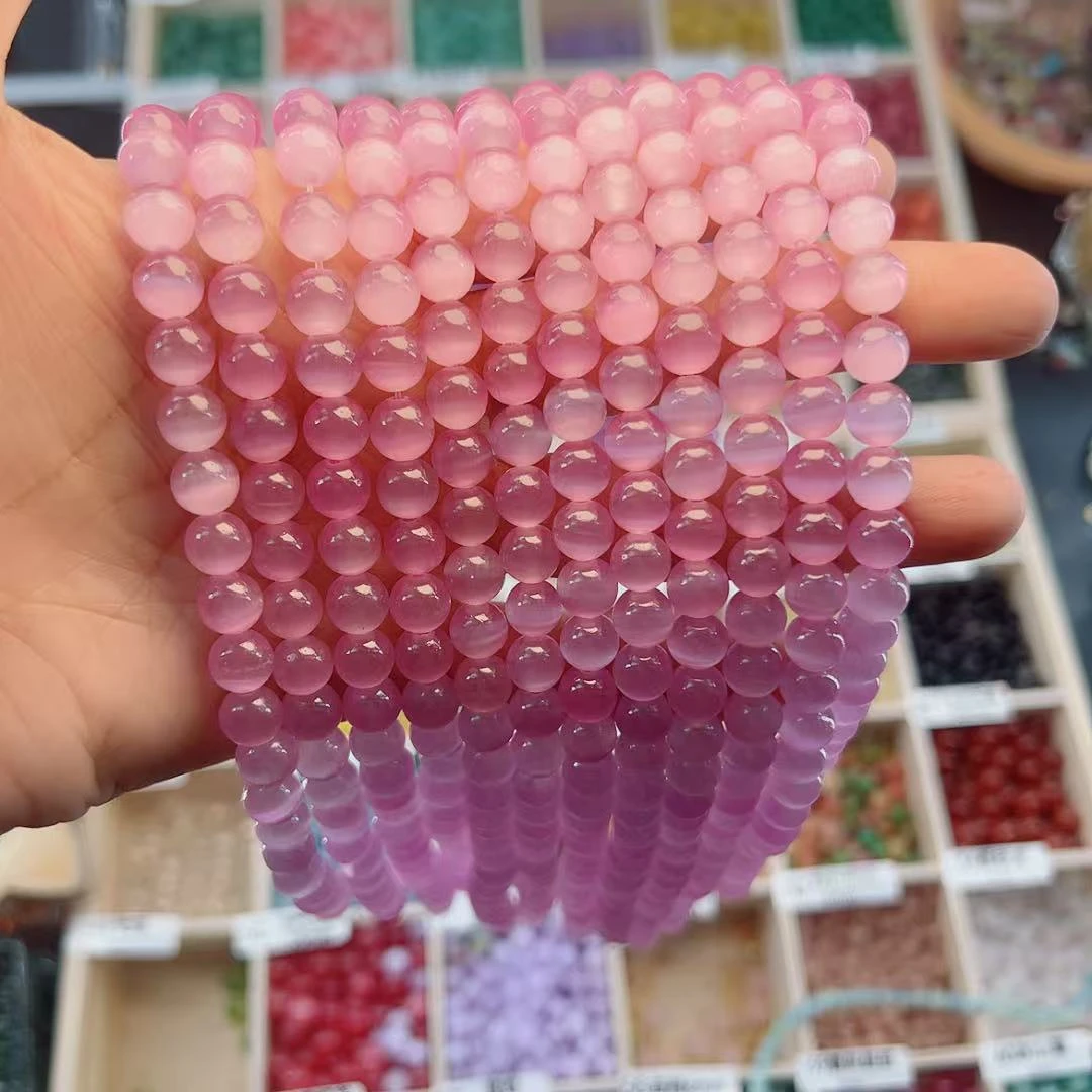 薰衣草猫眼【8mm】天然玉石 时尚 DIY 手串 散珠