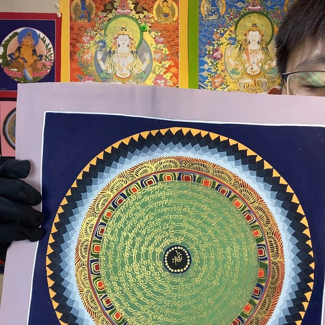 卷轴画纯手绘六字真言唐卡30