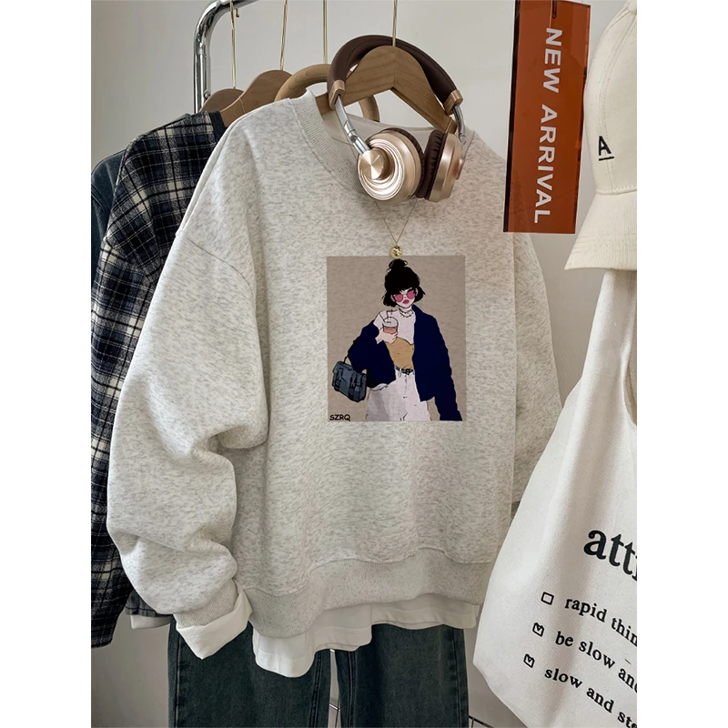 大码宽松无帽加绒卫衣女款小个子秋冬季2025新款爆款胖mm长袖上衣