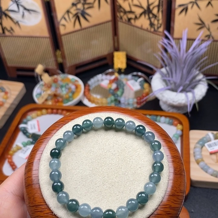 翡翠未镶嵌手链卡7mm 28