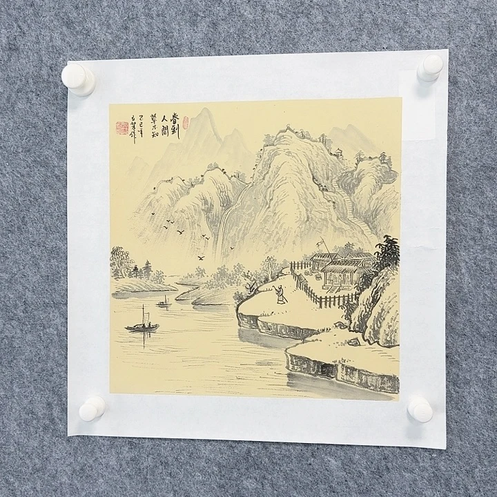 国画春到人间草不知山水绘画作品