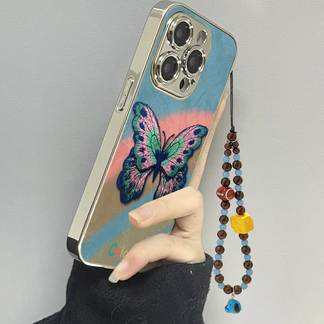 彩虹蝴蝶适用苹果16ProMax手机壳iPhone华为OPPO小米vivo贴皮套