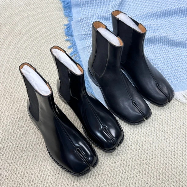 25年新款百搭分趾漆皮英伦风短筒切尔西靴学院风透气时尚女士靴子