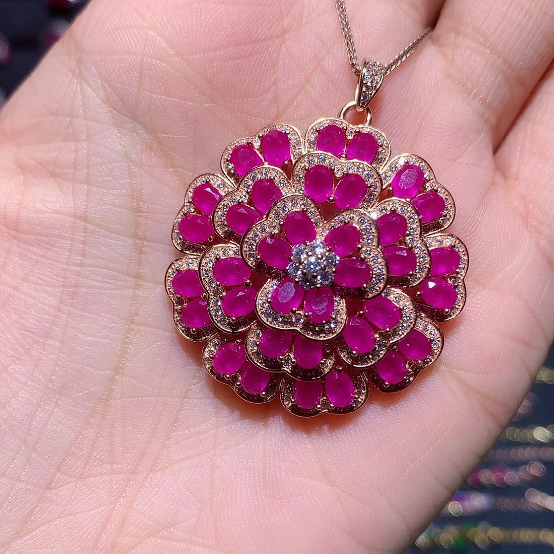 吊坠(赠链)红宝石银S925镶嵌