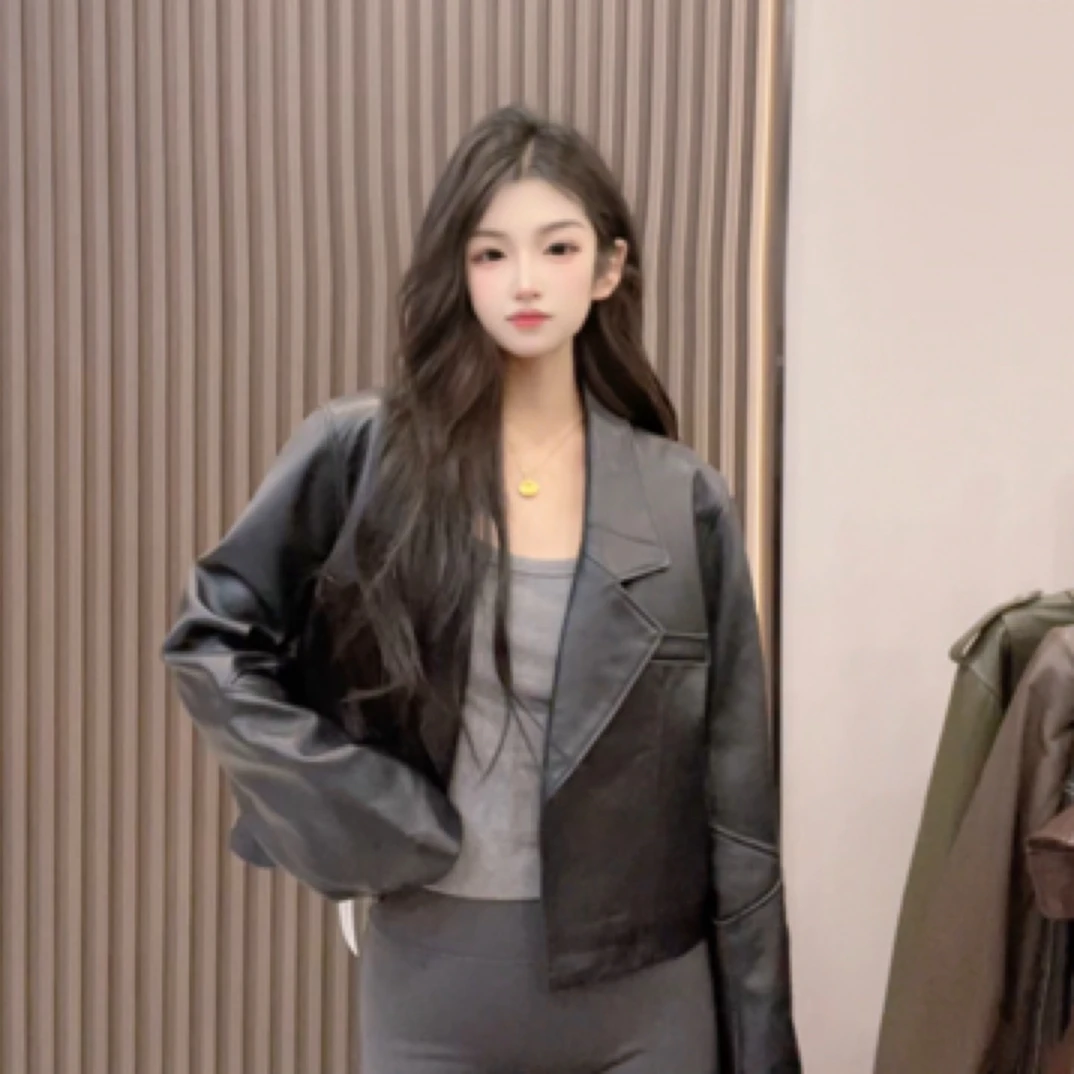 32390真皮绵羊皮显瘦气质短西装