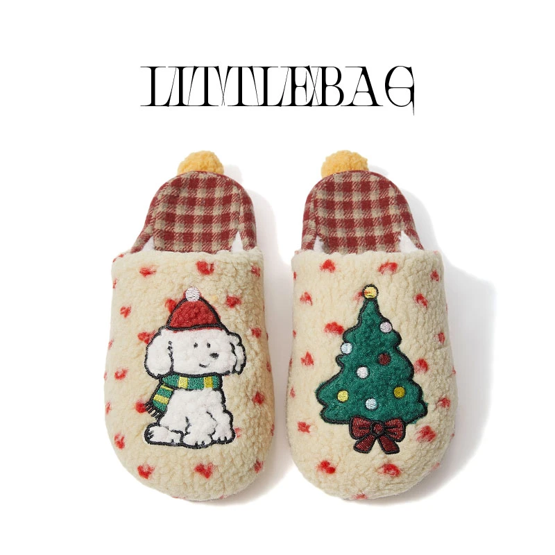 【qianqian】XX同款chao绝圣诞氛围感亲子盆底拖巨舒服棉拖鞋