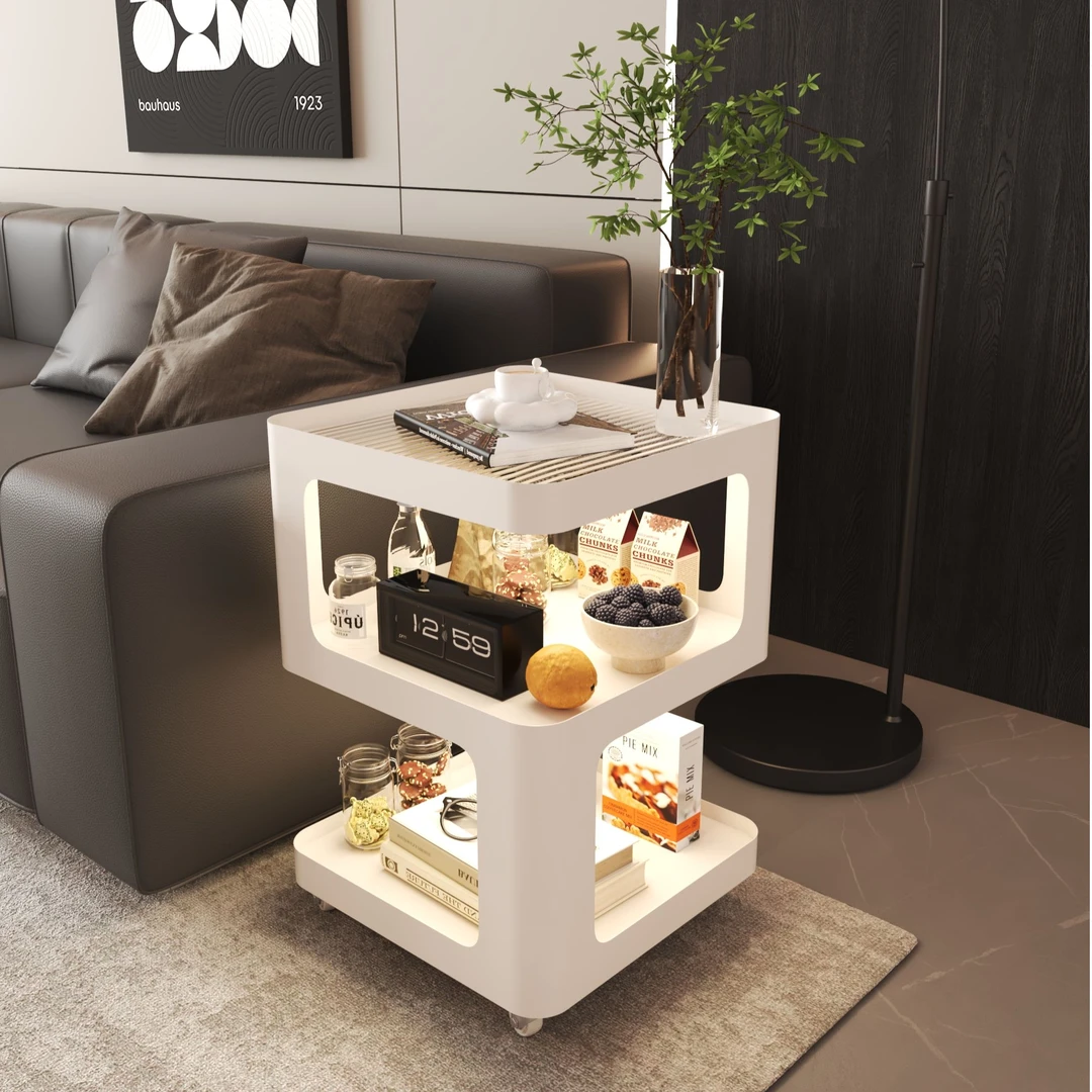 2025茶几客厅可移动碳钢轻奢简约置物架床边柜ins风床头柜