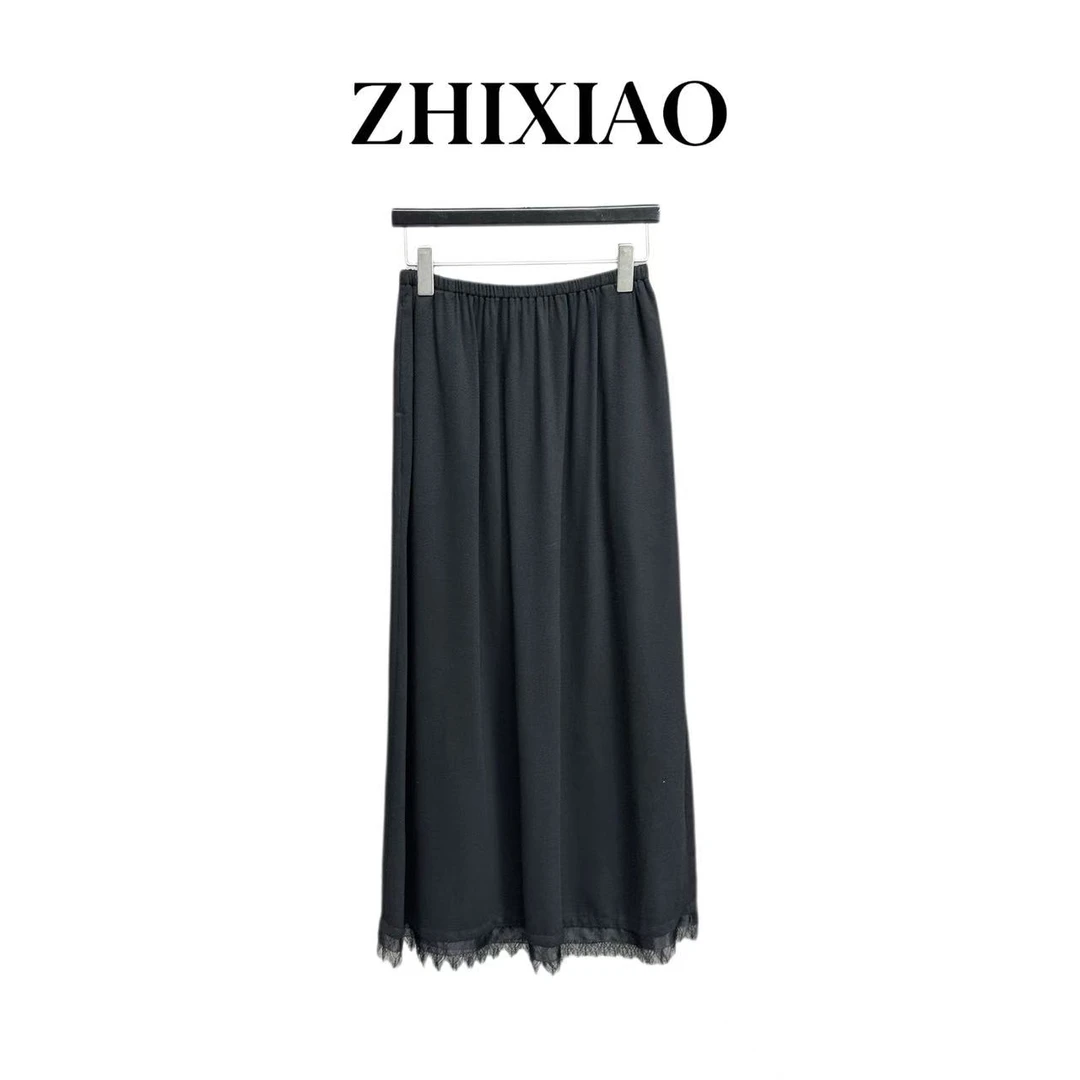 【ZHIXIAO】秋冬新款：下摆蕾丝半裙75016