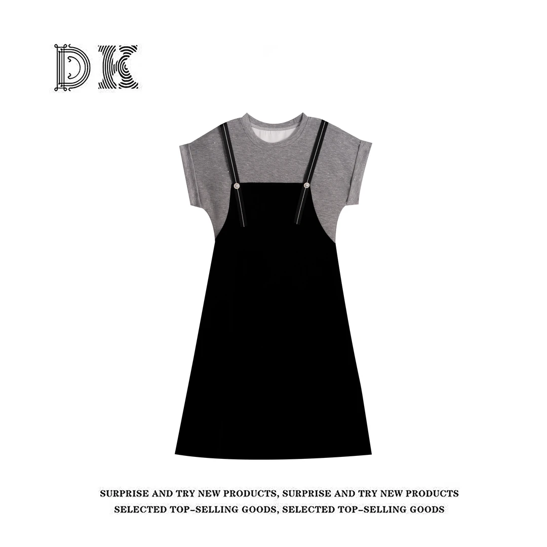 『春和日丽』夏季新款拼接设计感休闲假两件连衣裙【DK】