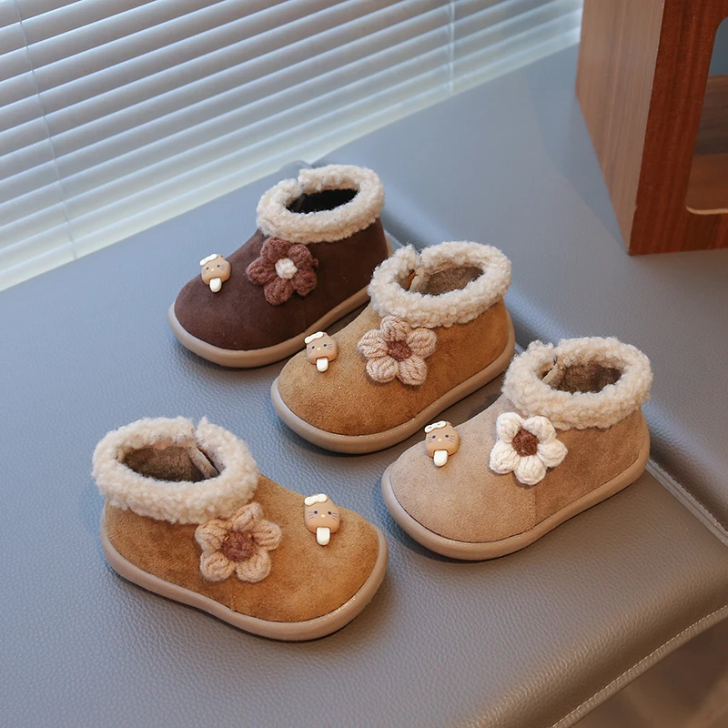 16-26码女宝棉靴洋气小童靴子女童冬季保暖学步鞋短靴冬款加绒