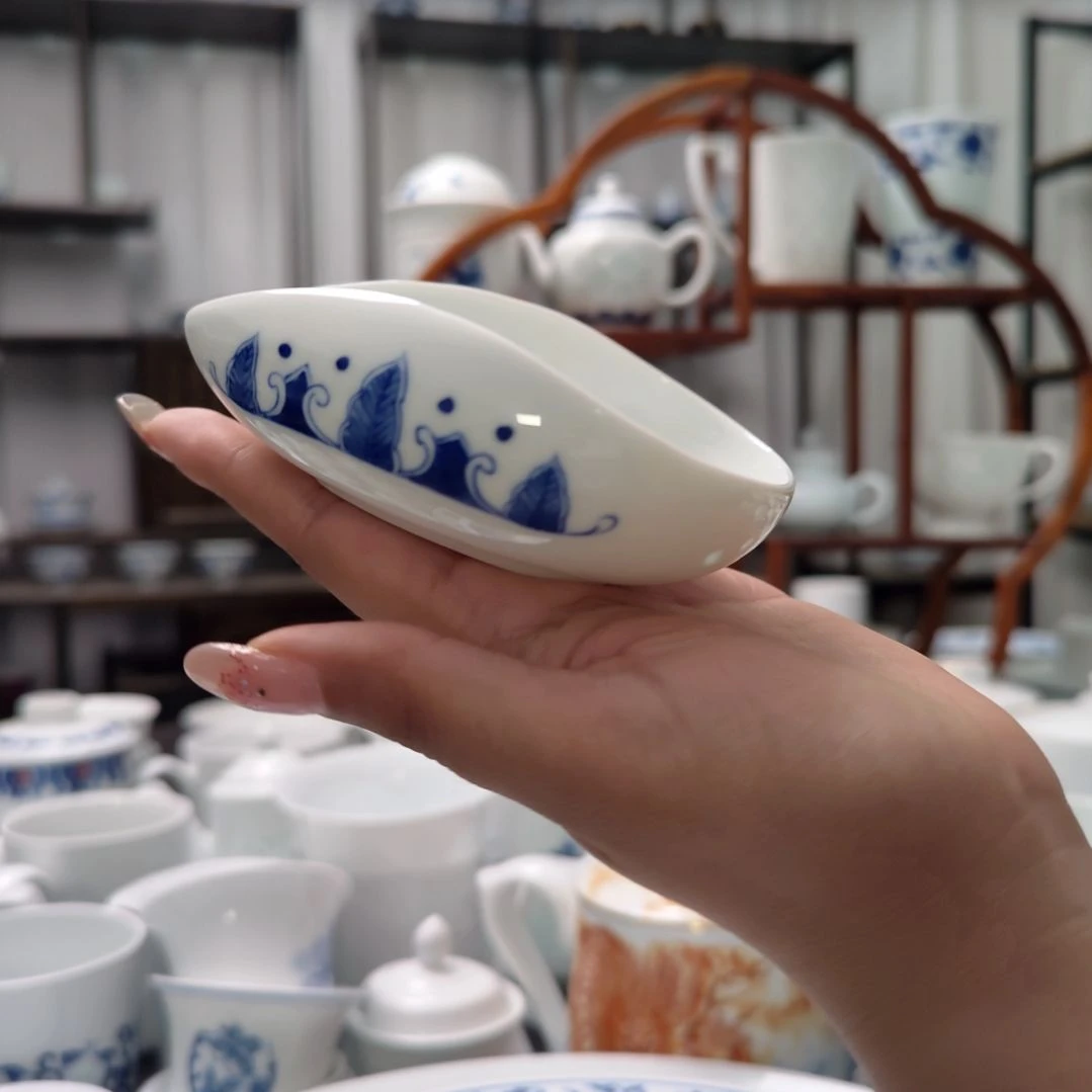 瓷康熙山水茶铲一个手绘