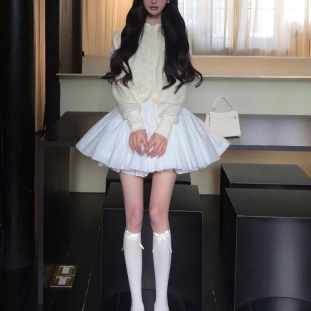 2025一整套入春穿搭韩系小个子针织外套半身裙两件套装独特超好看