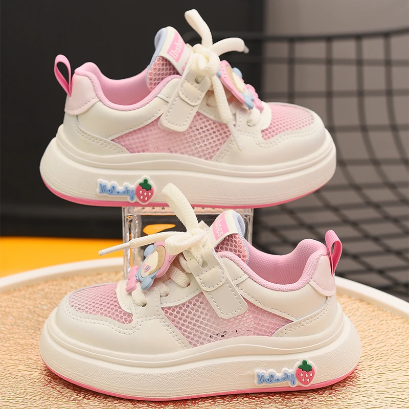 蜡比小星板鞋女童鞋子时尚网面透气女鞋2025夏新款软底魔术贴童鞋