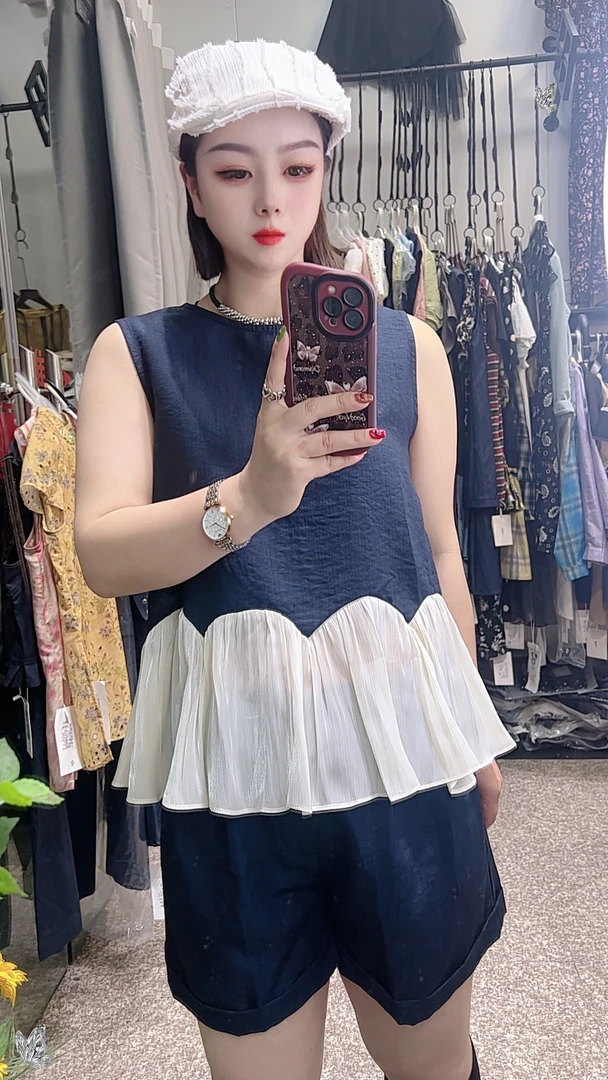 夏季新款无袖宽松显瘦上衣搭配阔腿裤时尚百搭休闲套装女