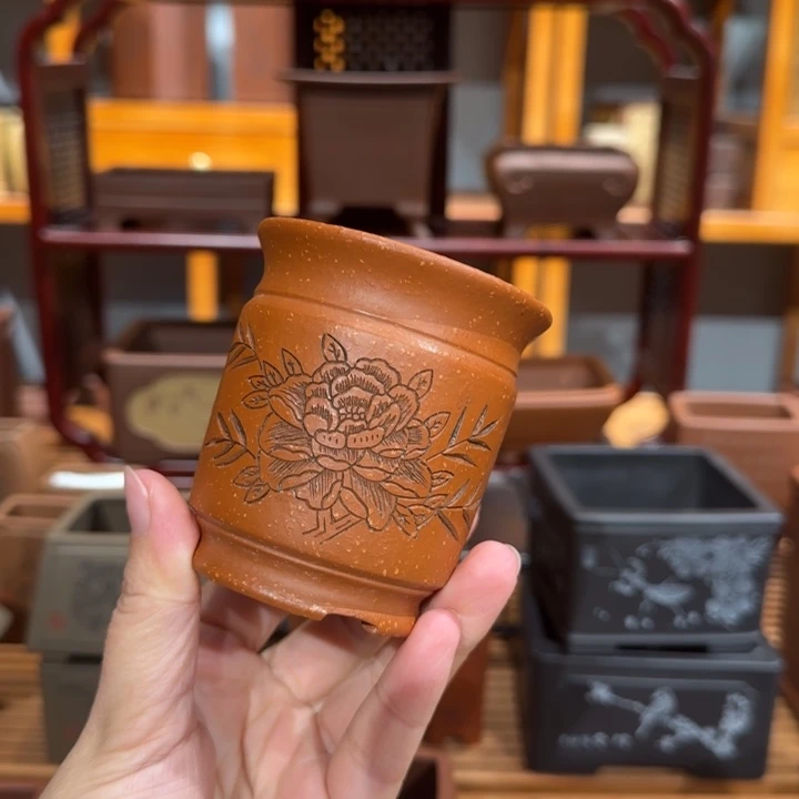 紫砂花盆口径6深度7