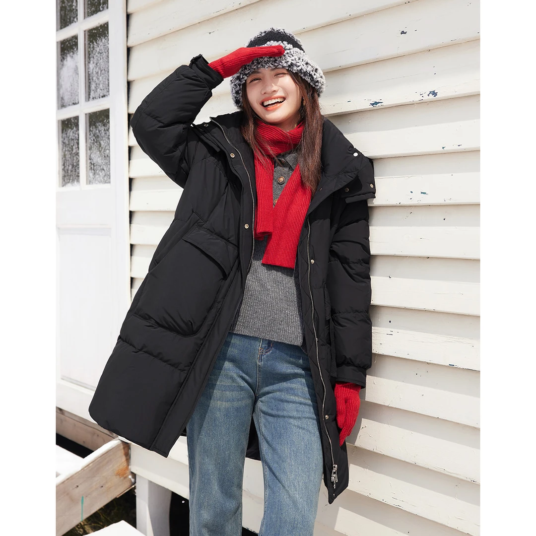 【备用链接】朗文斯汀中长款连帽保暖羽绒服DTMA4509C12779