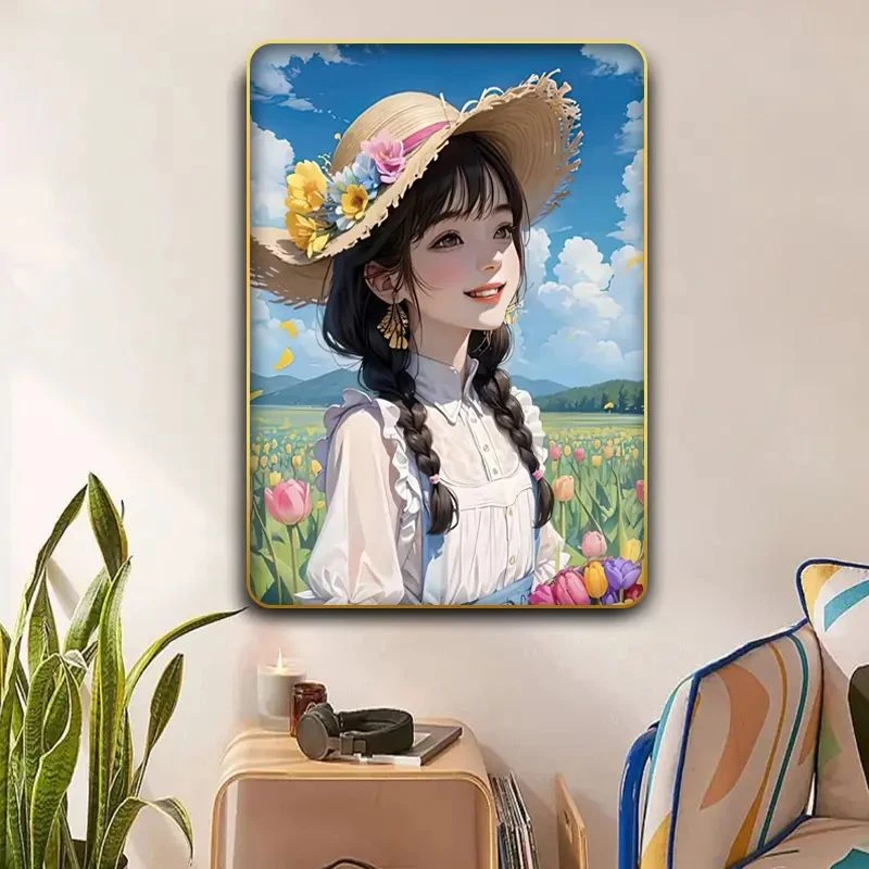 N103田园风清新女孩花卉卧室走廊挂画玄关客厅装饰挂画福利-40