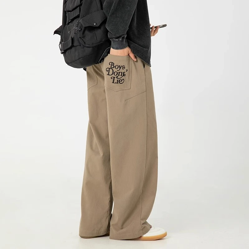 Cebrodz美式潮流口袋字母绣花工装休闲裤冬季新款复古宽松直筒裤