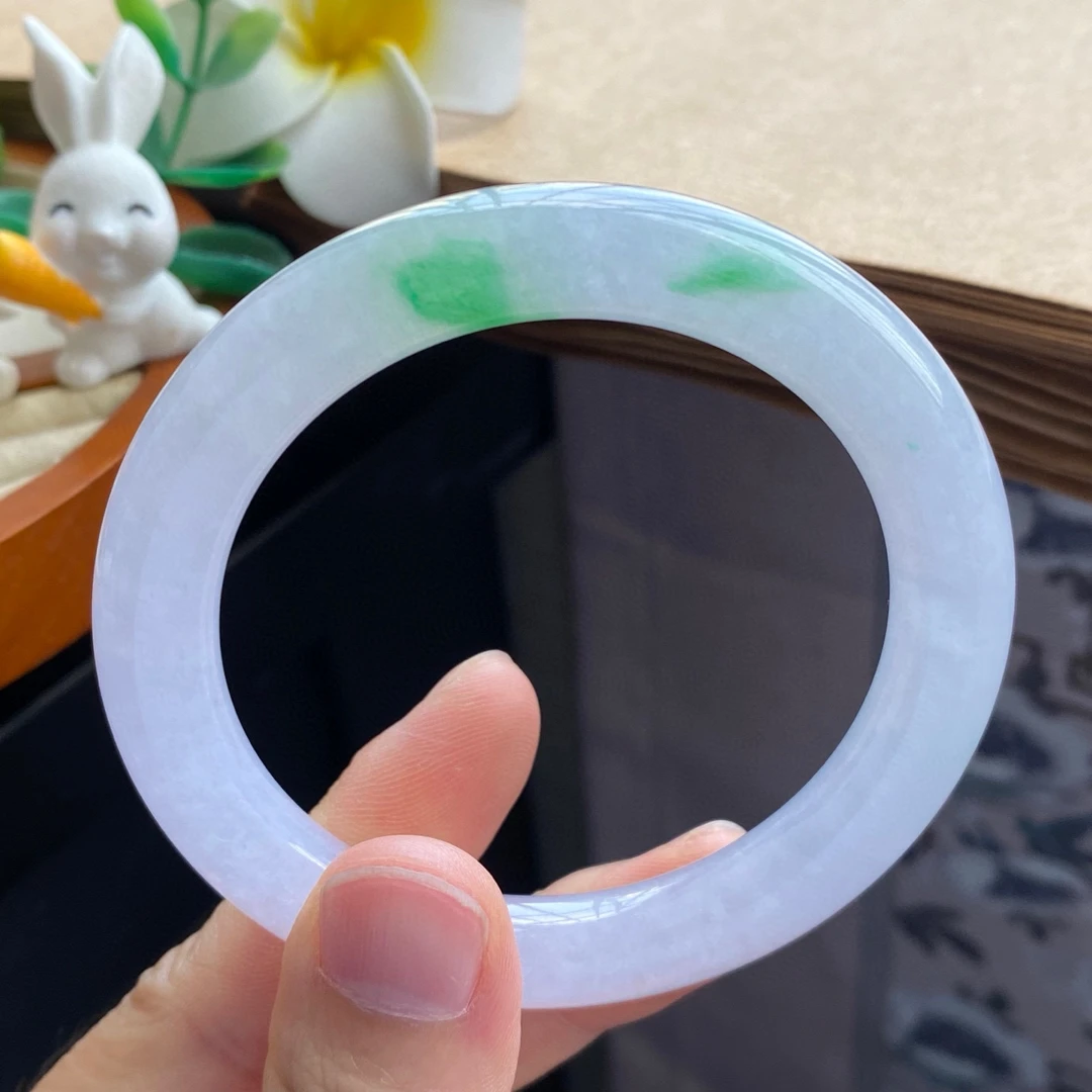 1.18批13276号手镯55.2-9.4-9.5 冰飘阳绿圆条！清新又高雅！