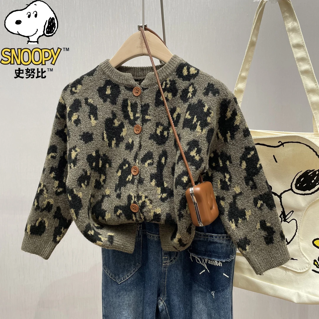 Snoopy/史努比2025春季新款中大童儿童毛衣男女童针织衫开衫外套