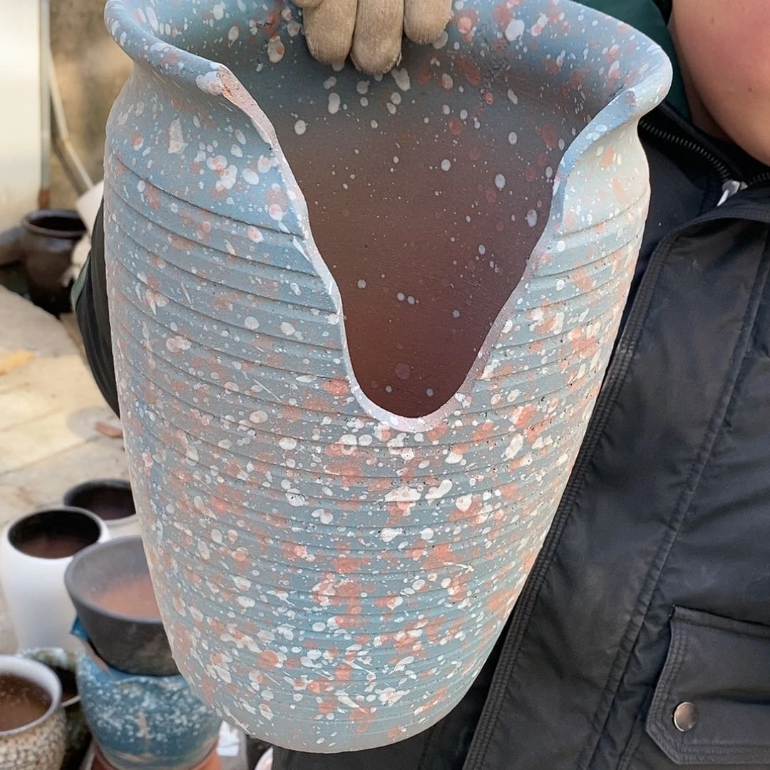 紫砂花盆瑕疵口18高31瑕疵