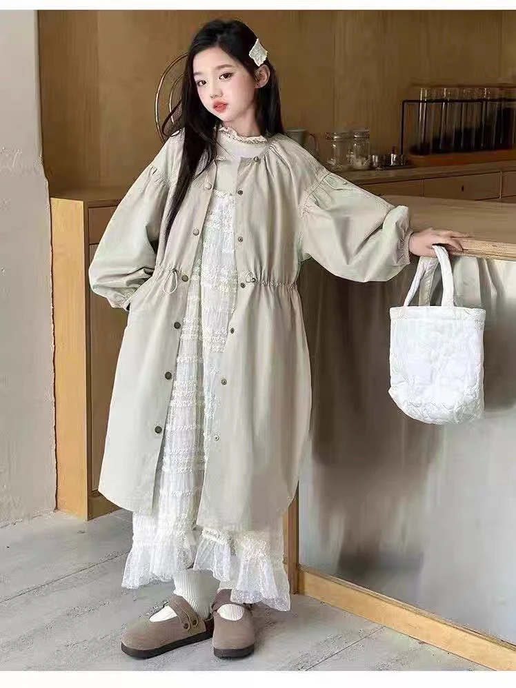 现货断码亏本清！双面纯棉！女童风衣中长款秋装新款厚实春秋外套