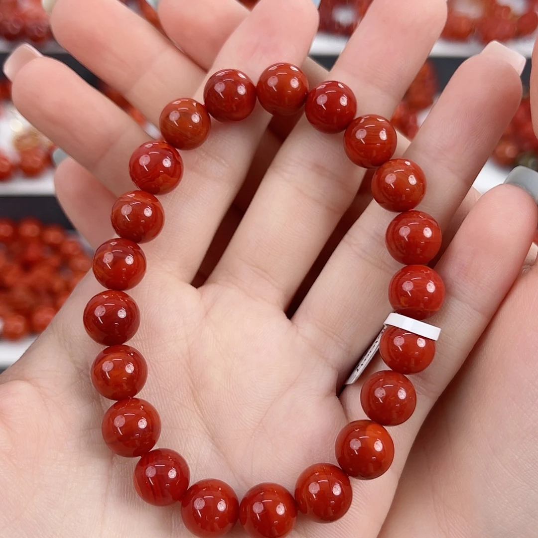 南红玛瑙未镶嵌瓦西锦红满肉9mm手串