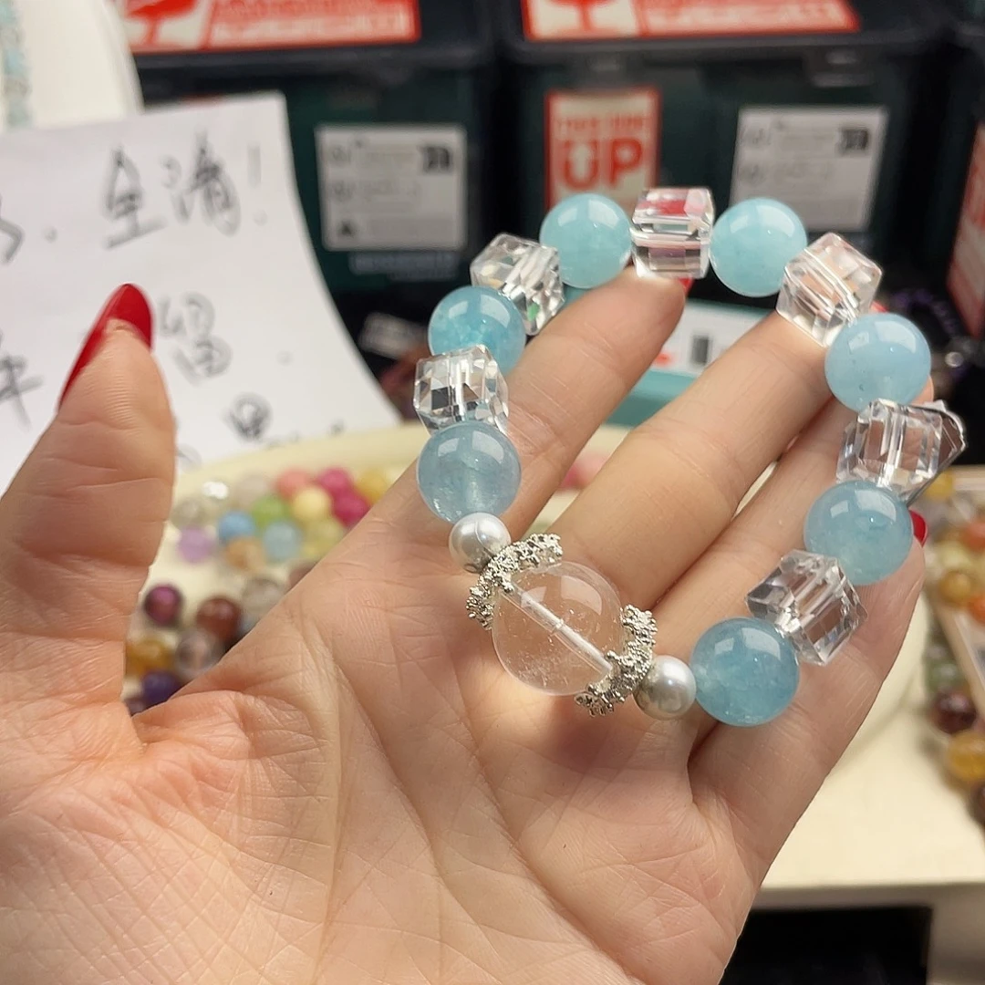 银S925镶嵌手链烟晶