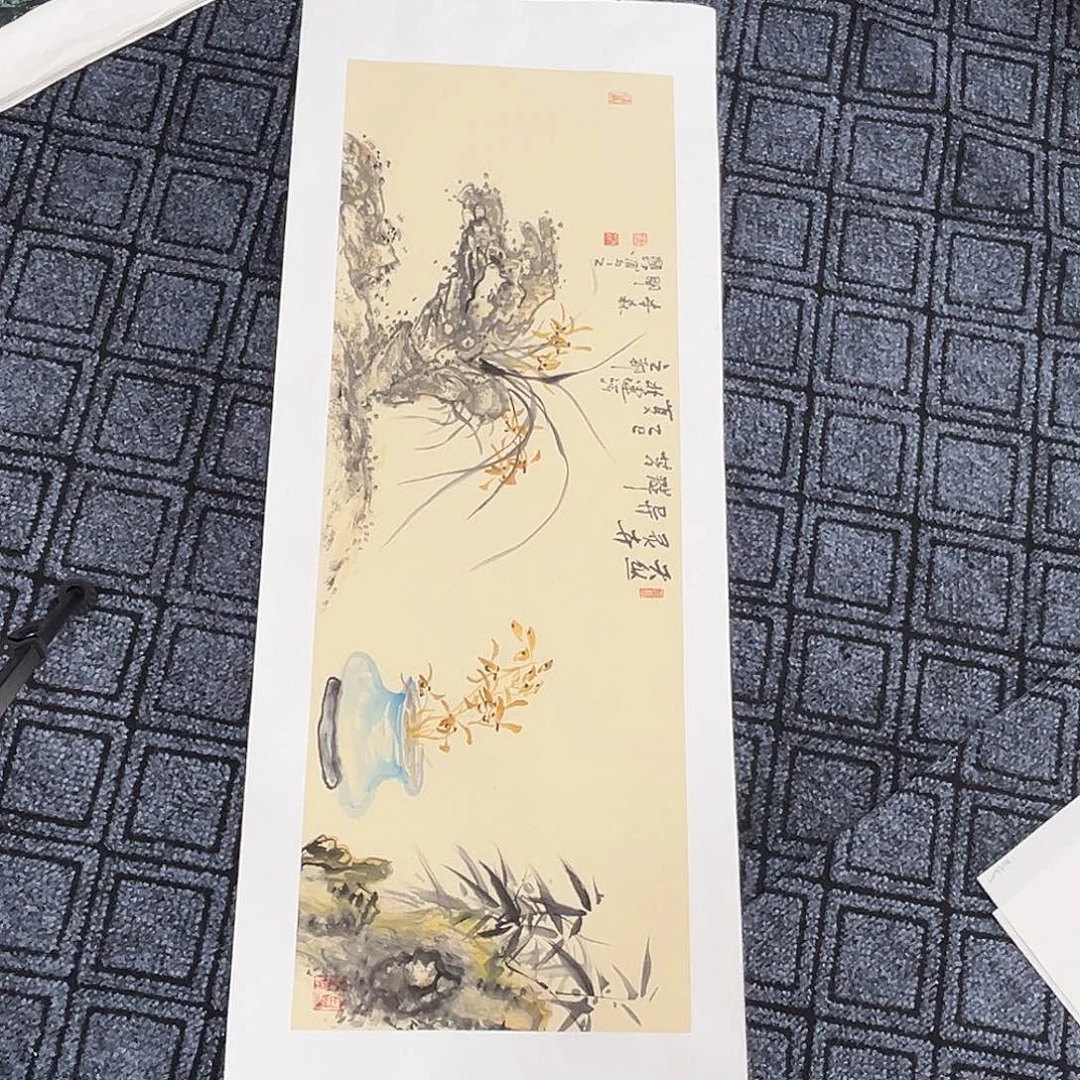 国画伊万老师三尺对开冯福利品